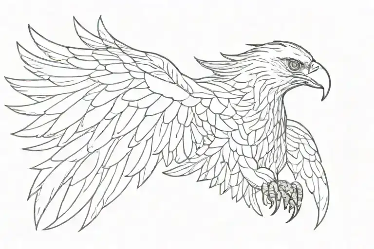 Outlined Eagle Wing Tatto