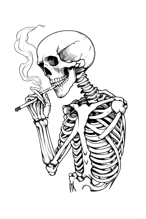Skeleton Smoking A Cigarette