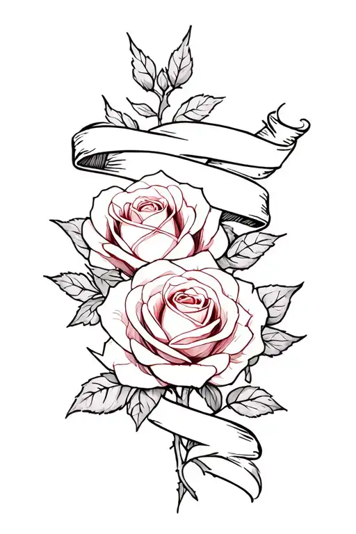 Two Roses And Add A Banner Wrapped Evenly