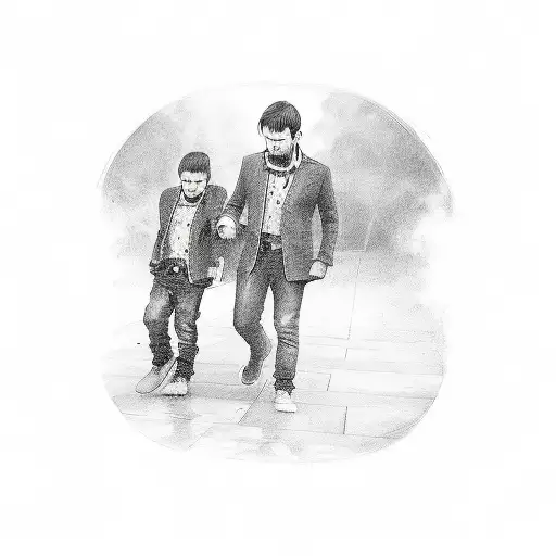 Father With Two Boys In Love