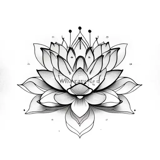 A Realistic Depiction Of A Colorful Lotus Flower With Word Psyhke