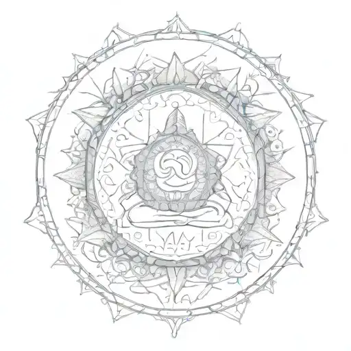 A Mandala Design Incorporating Yoga Poses And Travel Landmarks