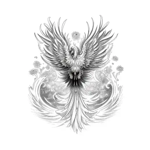 A Majestic Phoenix Made Entirely Of Flowers