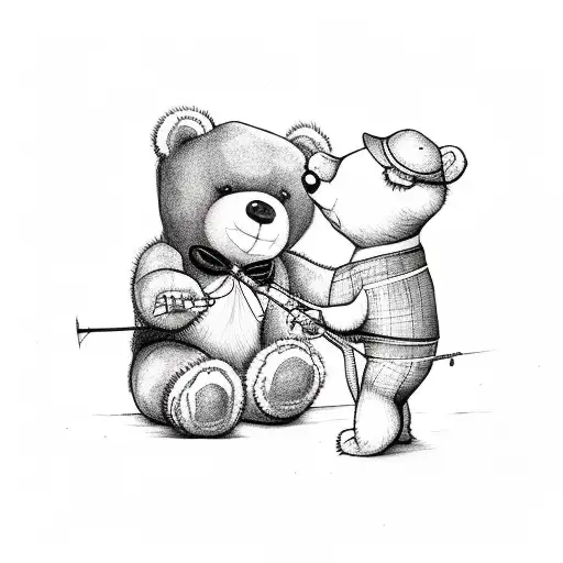 Fishing Teddy Bear From The Back