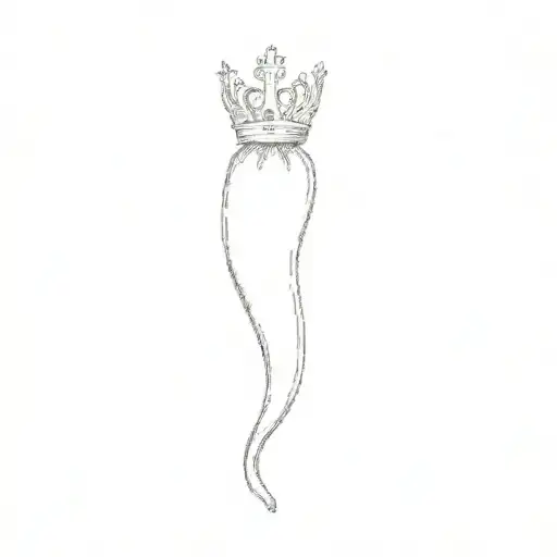 An Outline Of A Chili Pepper With A Crown On It With A Small Cross On Top Of The Crown