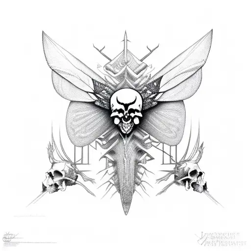 Skull Moth Jagged Tribal Moth