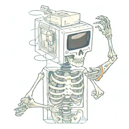 Skeleton With A Tv On Its Head In The Form