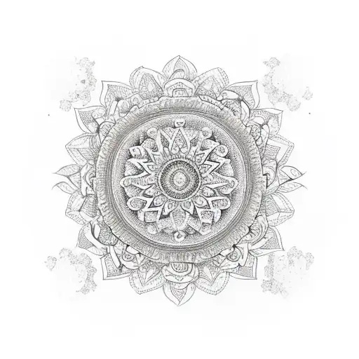 An Intricate Mandala Design Featuring Various Healing Herbs And Flowers