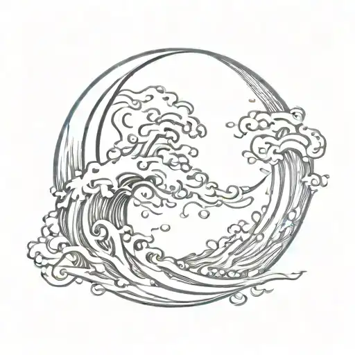 Crescent Moon And Water Waves