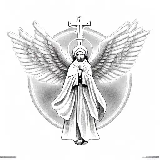 Christian Orthodox Cross With Small Angel Wings