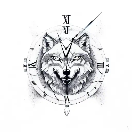 Mountain Clock Wolf