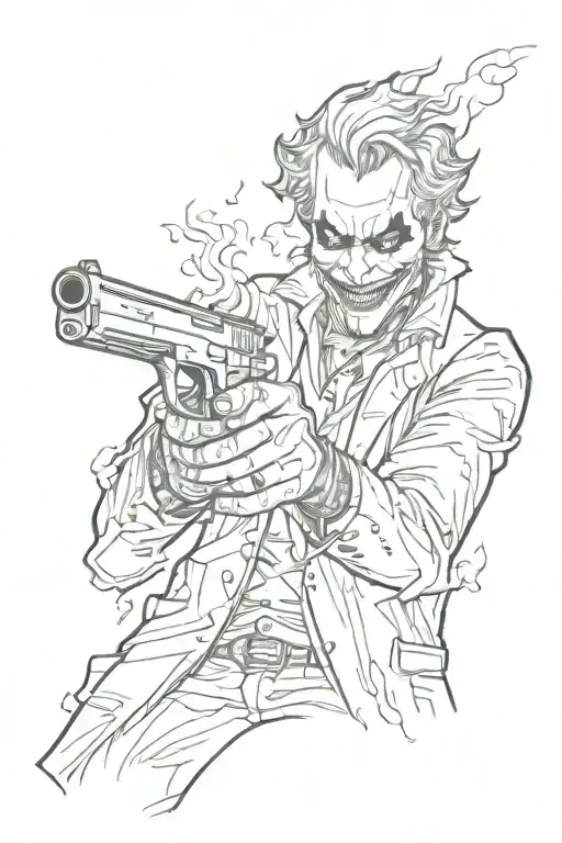 Joker City Backgrown On Flames And Gun In Hand