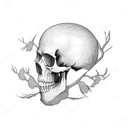 Halocene Logo With Hanging Tree And Skull