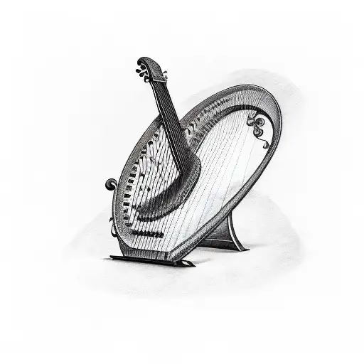 A Harp Guitar With Rainbow Strings And A Piano Keyboard Incorporated Into The Body