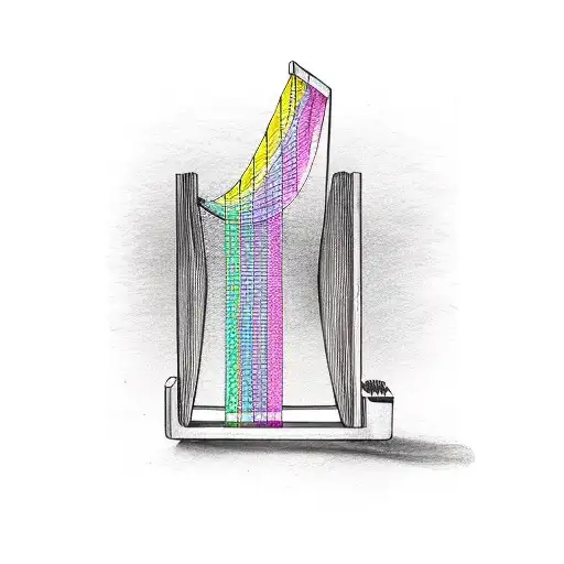 A Minimalist Design Of A Harp Guitar And Piano Keys Forming A Rainbow Shape