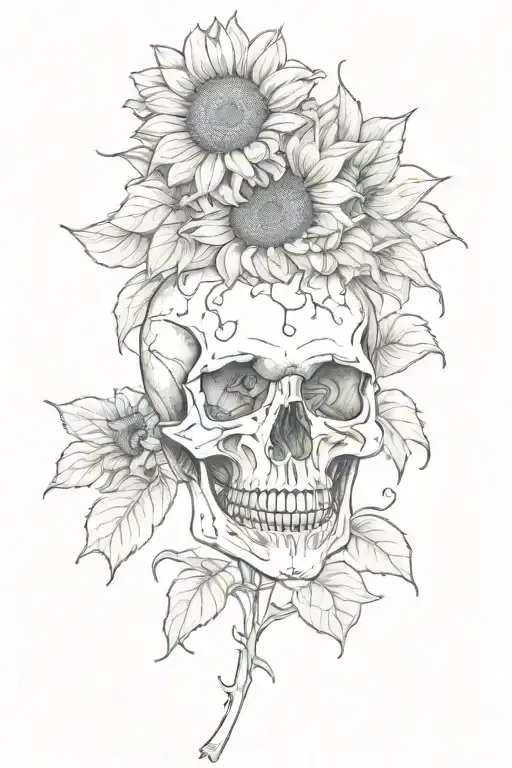 Skull Sunflower With Names In Stem