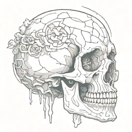 Half Zombie Half Human Skull
