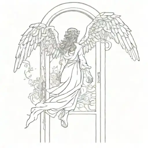 Angel Walking Through A Door