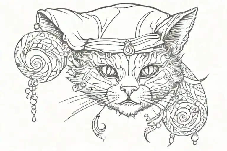 Cat With Jester Makeup Wearing A Jester Hat