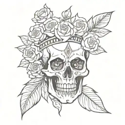 Indian Skull And Roses