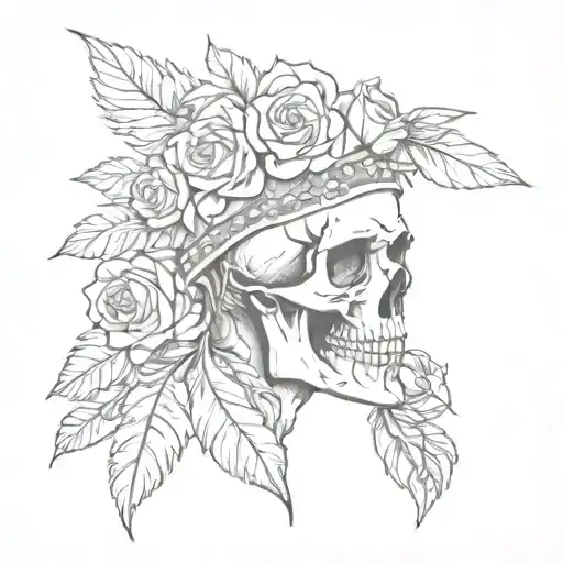 Indian Skull And Roses Portrait