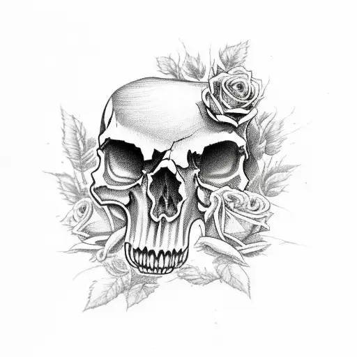 Skull And Roses Wrapped Around The Number 8