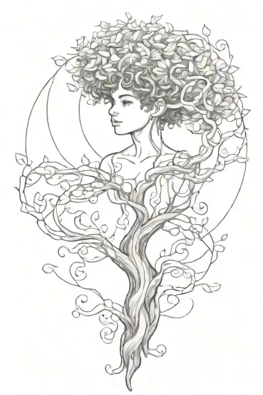 Tree Of Life And A Boy Curly Hair Tangled Together