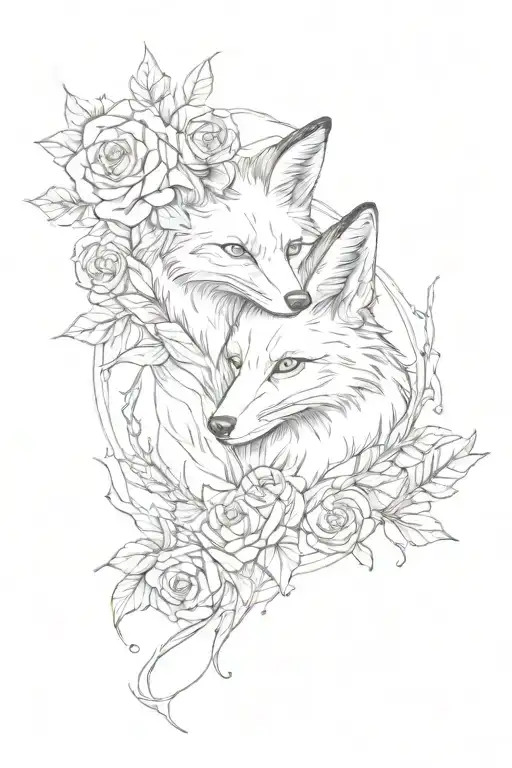 Fox And Rose Intertwined
