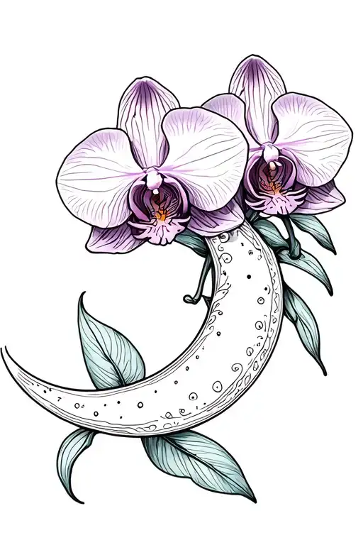 Orchid With Crescent Moon