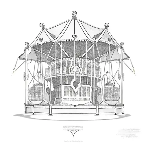 A Heart-shaped Fair Carousel With Book Pages As The Horses