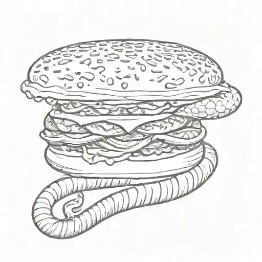 Mamba Snake Wrapped Around Burger Simple Drawing