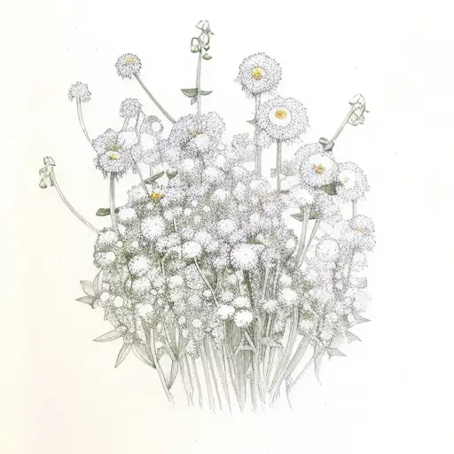 Flowers Horizontally With Ivy And Daisy And Lily Of The Valley And Alyssum And Honeysuckle Long
