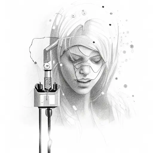 A Sketch-style Portrait Of A Soldering Iron With Sparks Flying Off