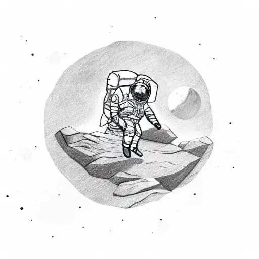 Crescent Moon Rock Climbing Astronaut
