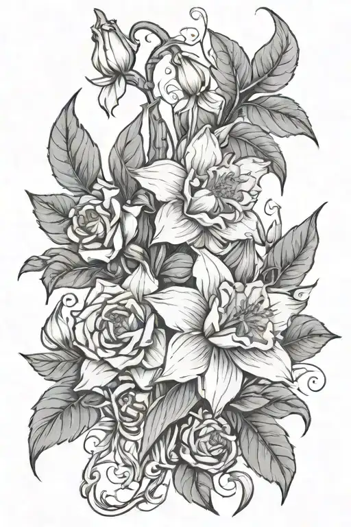 Daffodil And Rose On A Vine Wrapping