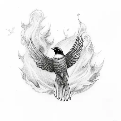 Bird Flying Out Of Fire