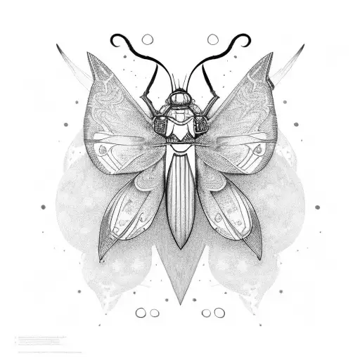 Lunar Moth Line Stars Sword