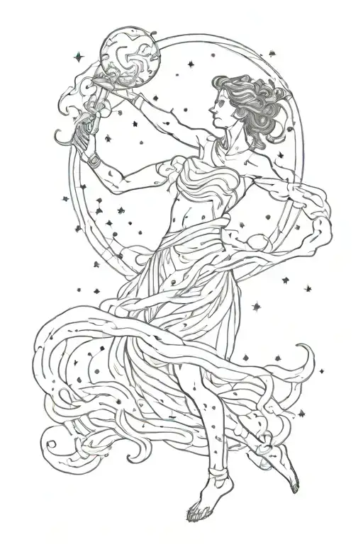 Water Bearer With Aquarius Constellation