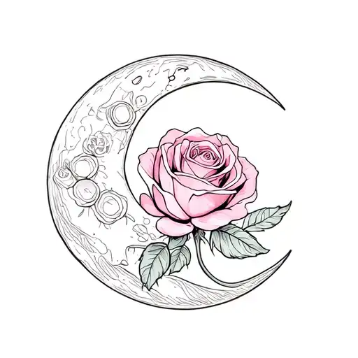 Waxing Cresent Moon With A Prim Rose Intertwined