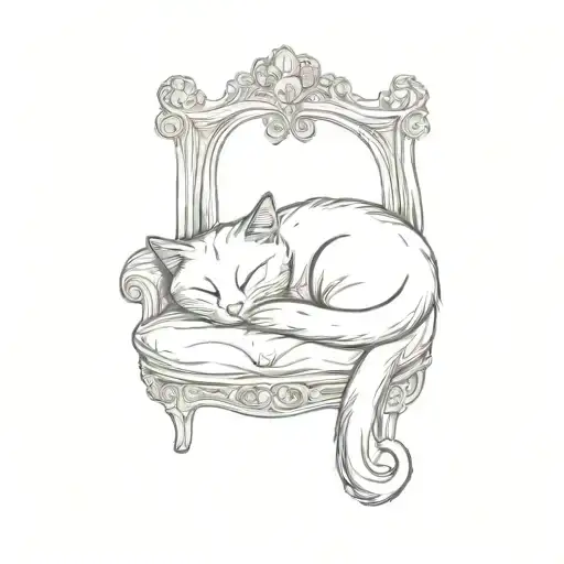 A Cat Sleeping On A Bed