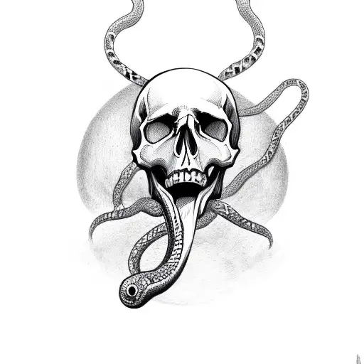Skull With Snake Through Mouth