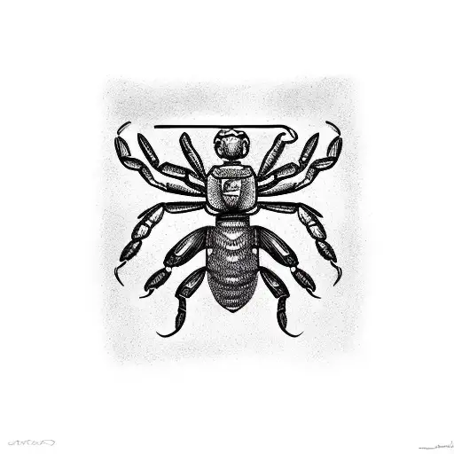 A Scorpion And Agricultural Tools Intertwined In A Sketch Style