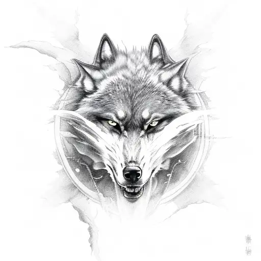 Mad Three Headed Wolf In Mist
