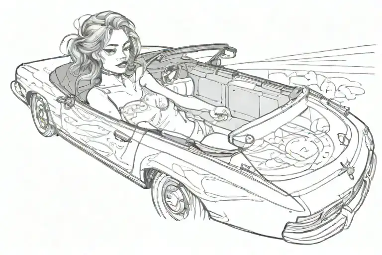 Girl In A Black Convertible With Black Eyes