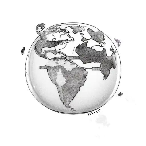 A Cat Curled Up On A World Map With A Coffee Cup Nearby