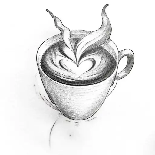 A Sketch Style Tattoo Of A Coffee Cup With Steam Forming The Shape Of A Witch's Hat Tattoo