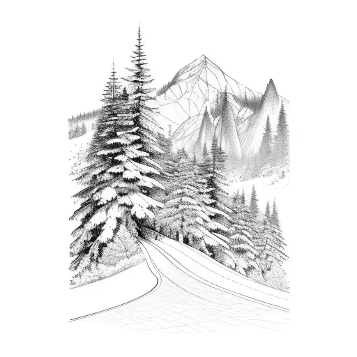 Mountain Scene With Trees And Ski Slope