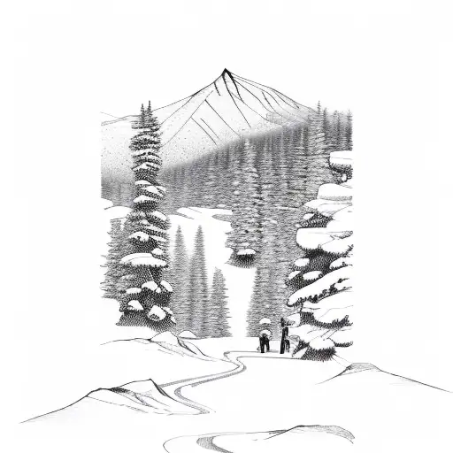 Mountain Scene And Ski Slope