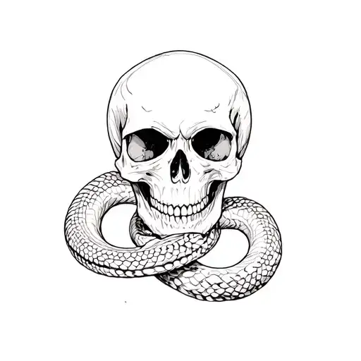Skull And Snake Intertwined