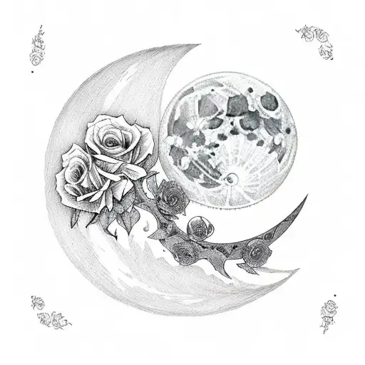 Knife With Roses Under The Moon